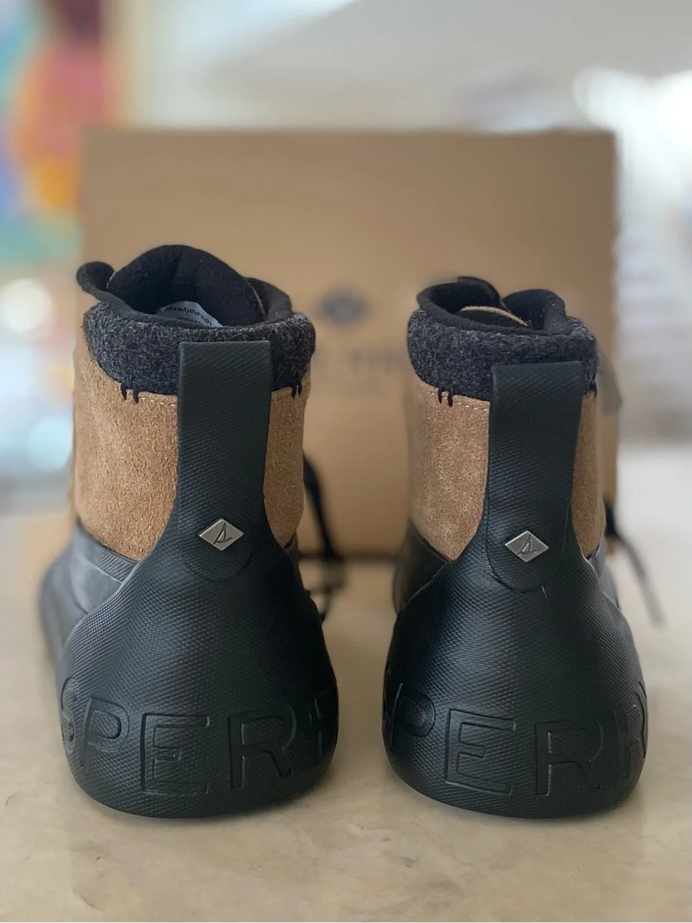 SPERRY MEN'S ICE BREAKER WATERPROOF BOOTS SIZE 9 TAN / BLACK,⁠ NEW IN BOX NIB